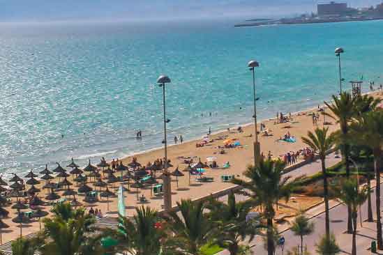 Webcam die den mittleren Teil von der Playa de Palma zeigt